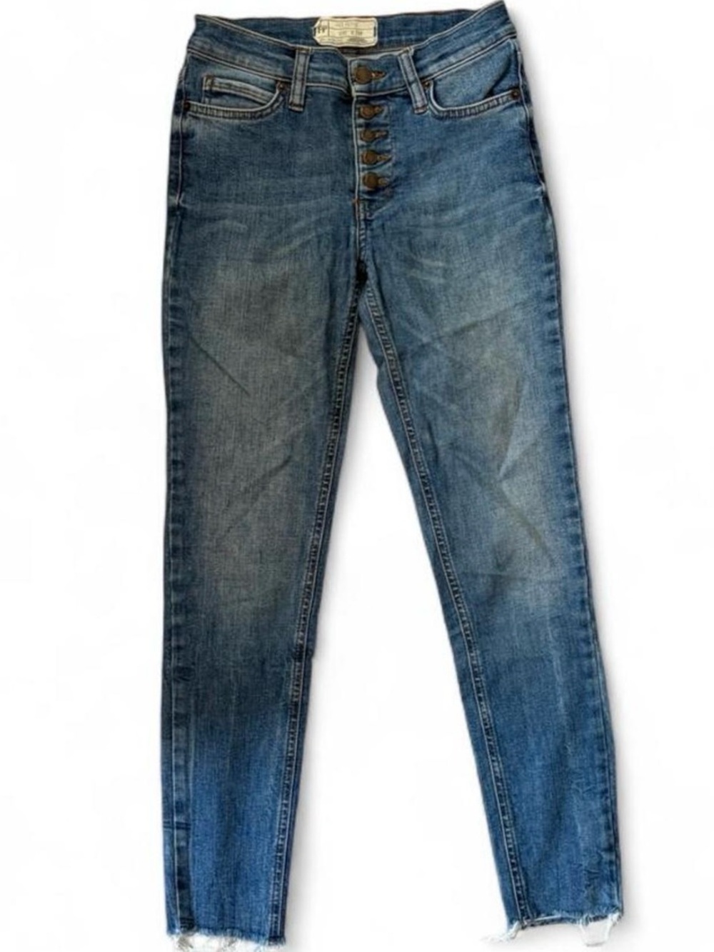 Free people High-waist Skinny Jeans Medium Blue with Button-Fly Size 25 Like New